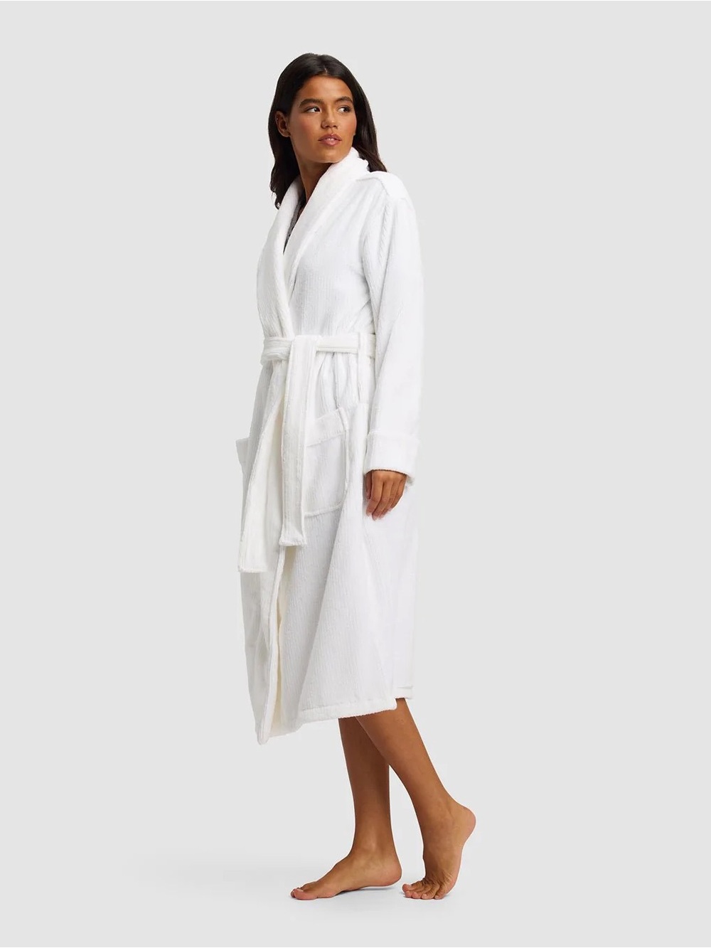 Cozy earth ribbed terry robe XS